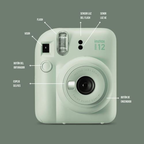 Fabrexx Instant Memory Camera – Instax Mini 12 (Mint Green)